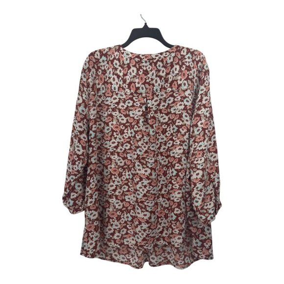 Croft & Barrow Womens Plus SZ 3X Floral Print Blouse 3/4 Sleeve 1/2 Button Front - Picture 8 of 13